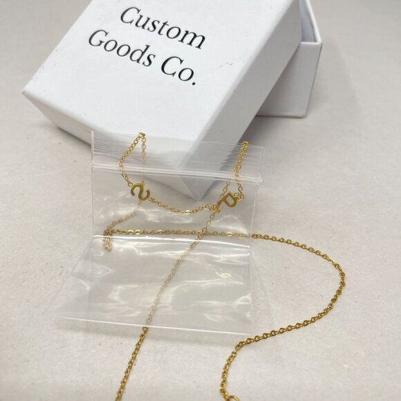 Custom Goods Co S & P Letter Necklace Gold Tone Gift Box‎ New Minimal Dainty - Picture 1 of 6